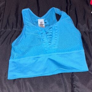 Mono B Blue Mesh Activewear Sports Bra